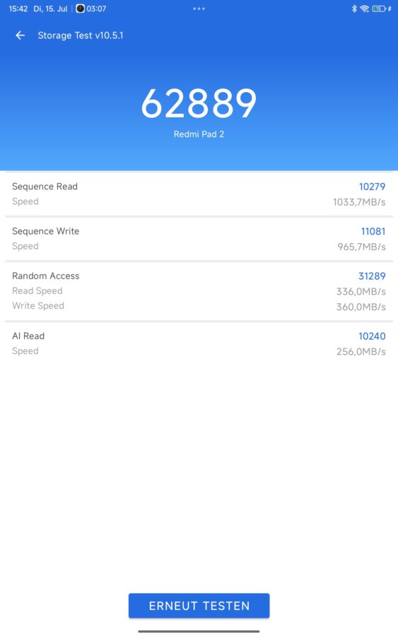 redmi pad 2 storage benchmark