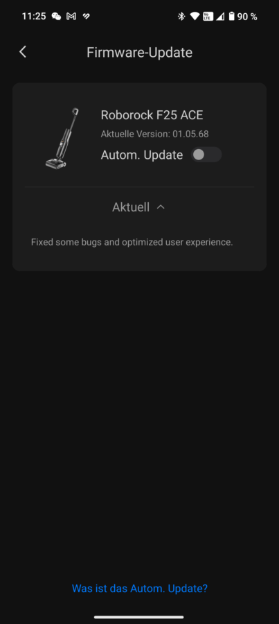 Roborock F25 Ace Test Screenshot App 1