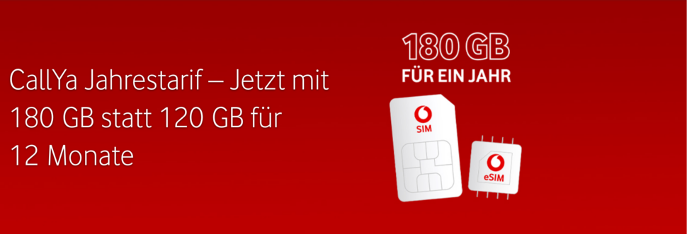 CallYa Jahrestarif 180 GB und Allnet Flat fuer 12 Monate im Paket Vodafone