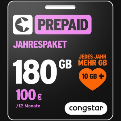 Prepaid Jahrespaket – Allnet Flat fuer 1 Jahr congstar