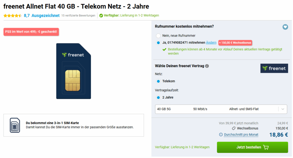 Vertragsdeal Playstation 5 40GB Telekom Vertrag Gomibo