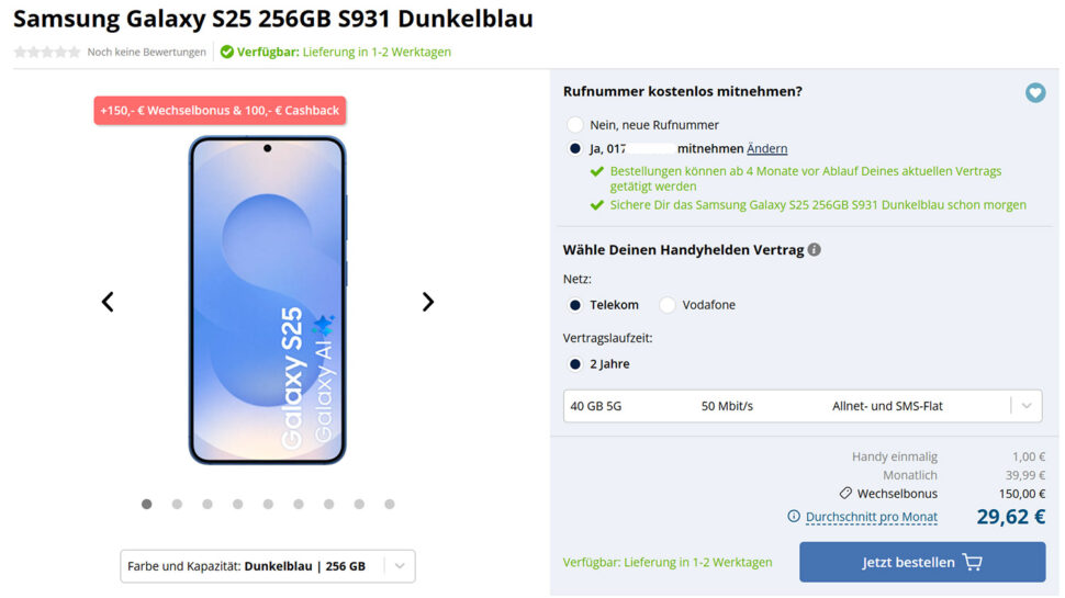 Samsung S25 Handyhelden Telekom Juli 25 3