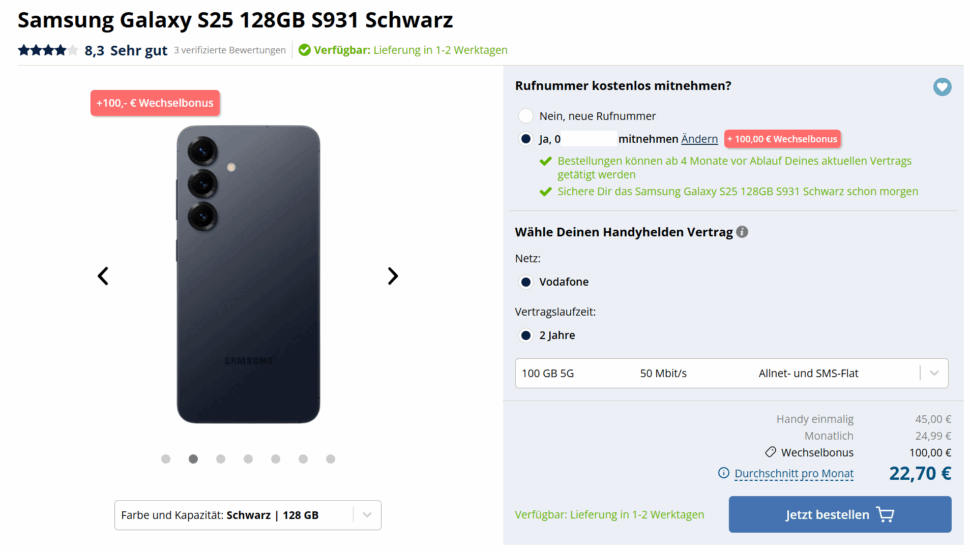 Samsung S25 Handyhelden Vodafone Aug 25 1