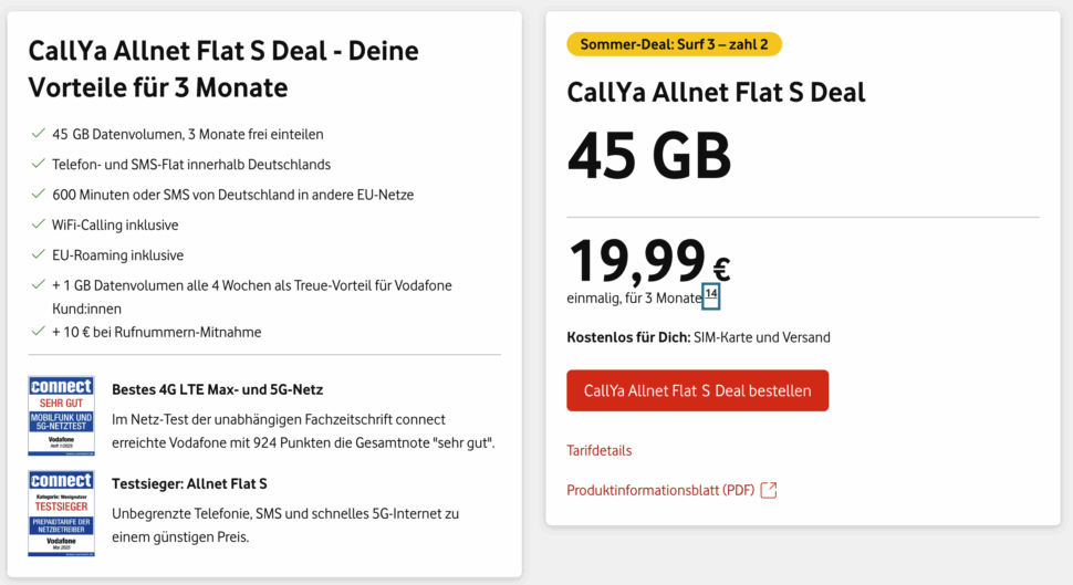 CallYa Allnet Flat S – Sommer Deal