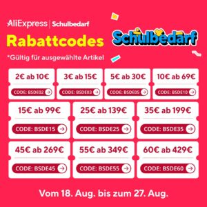 AliExpres back to School Sale Aug 25