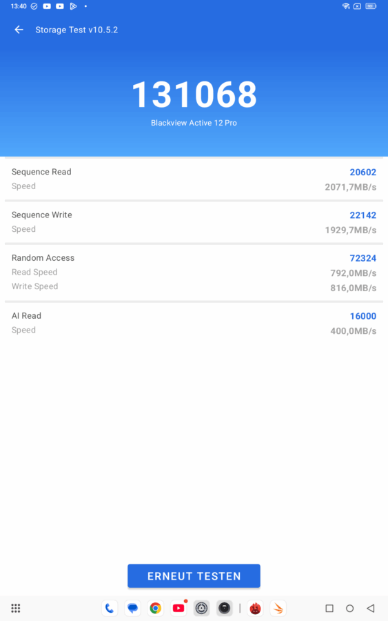 Blackview Active 12 Pro Antutu storage test