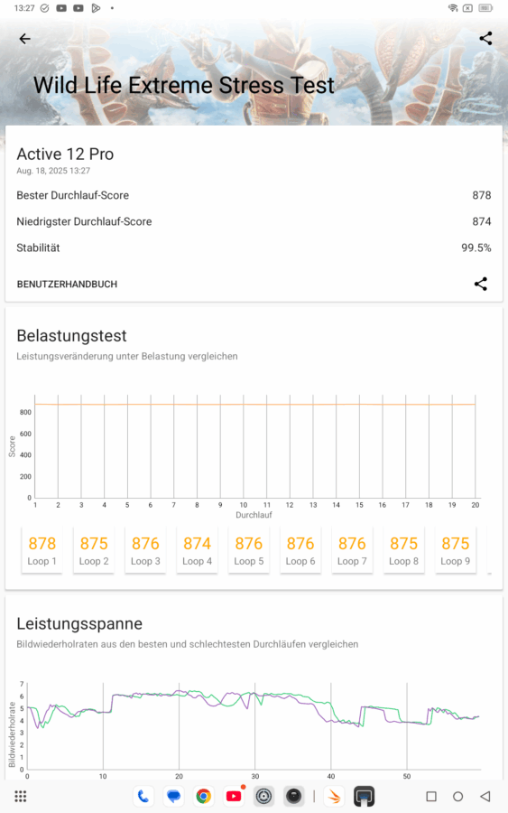 Blackview Active 12 Pro Review 3dmark wildlife extreme stresstest