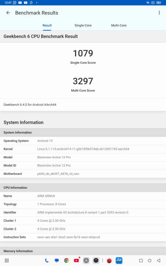 Blackview Active 12 Pro geekbench 6