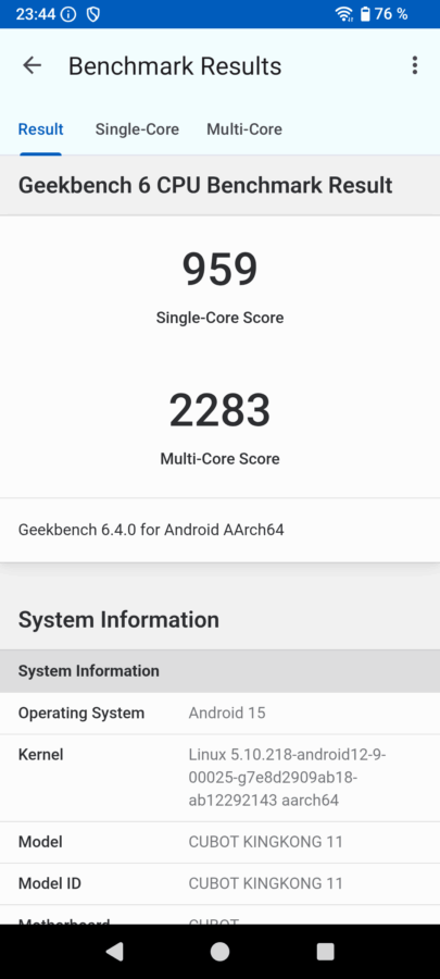 Cubot KingKong 11 Benchmark 1