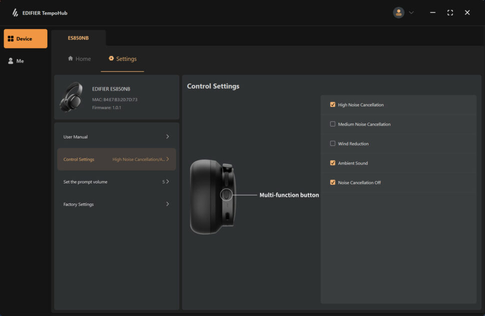 Edifier ES850NB Test PC App 4