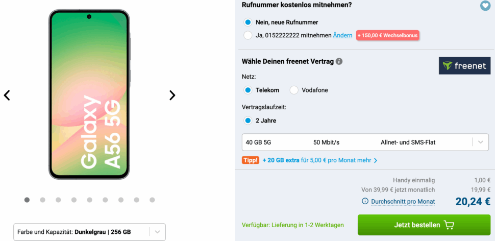 Samsung Galaxy A56 5G 256GB A566 Dunkelgrau Gomibo.de 