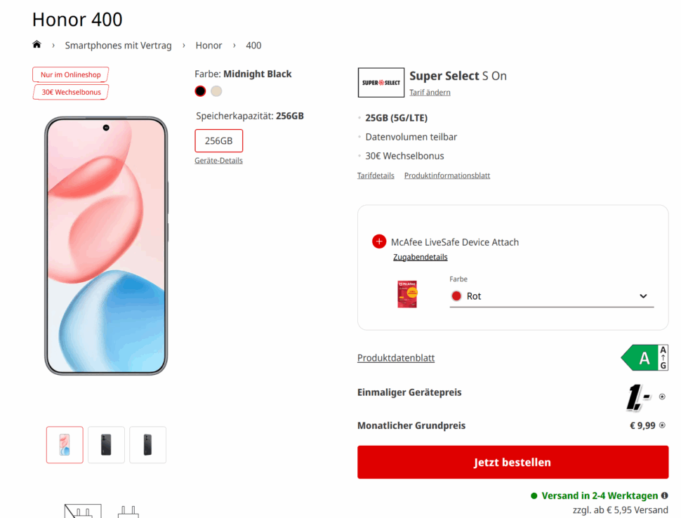 Honor 400 Bespreis neu