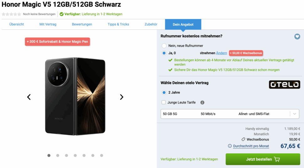 Honor Magic V5 12GB512GB Schwarz Gomibo