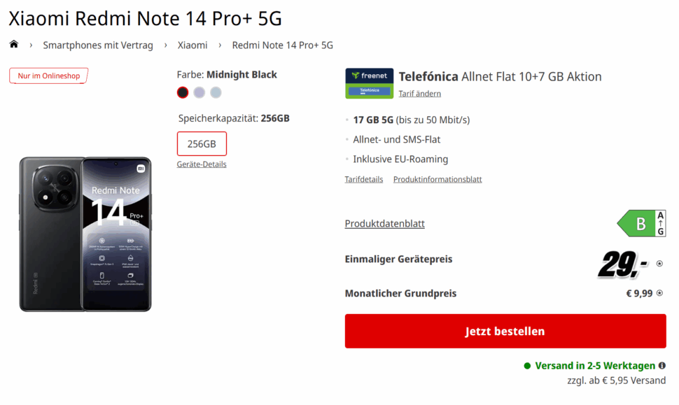 MediaMarkt Tarifwelt 11 Jahre Redmi Note 14 Pro Plus Aug 2025