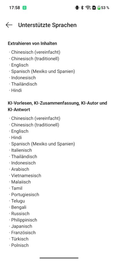 Screenshot Oneplus mord 5 system ki sprachen