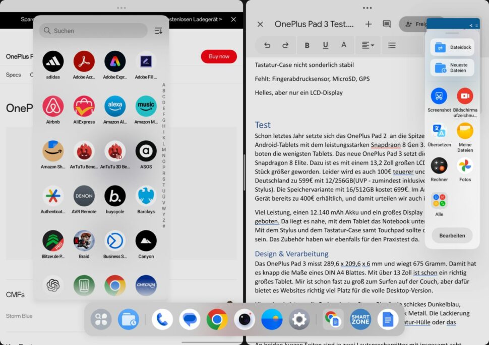 OnePlus Pad 3 Test Screenshot MultiTasking Tools