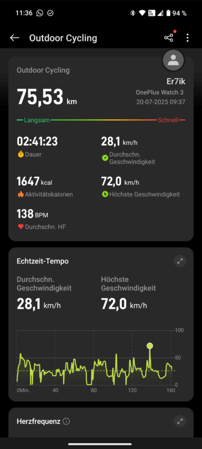 OnePlus Watch 3 Test Fahrrad GPS 1