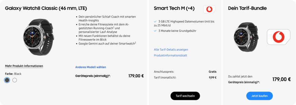Galaxy Watch8 mit Vodafone