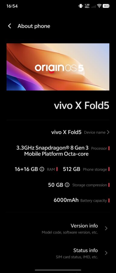 Vivo X Fold 5 OS 3