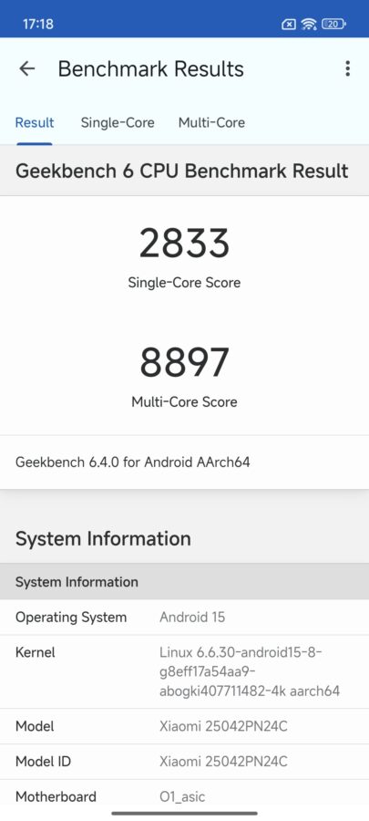 Benchmarks Xiaomi 15S Pro 3