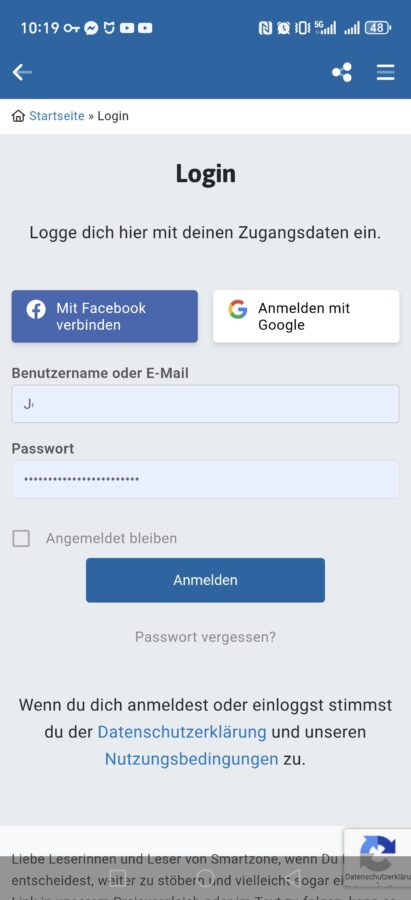 Smartzone App login