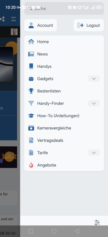 Smartzone App menu