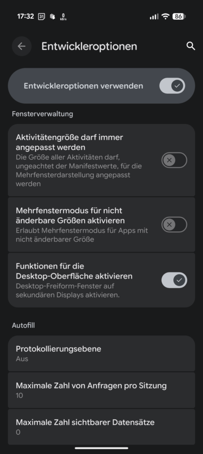 Android 16 QPR1 Desktop Modus Screenshot 3
