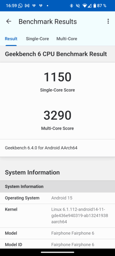 Benchmarks Fairphone 6 4
