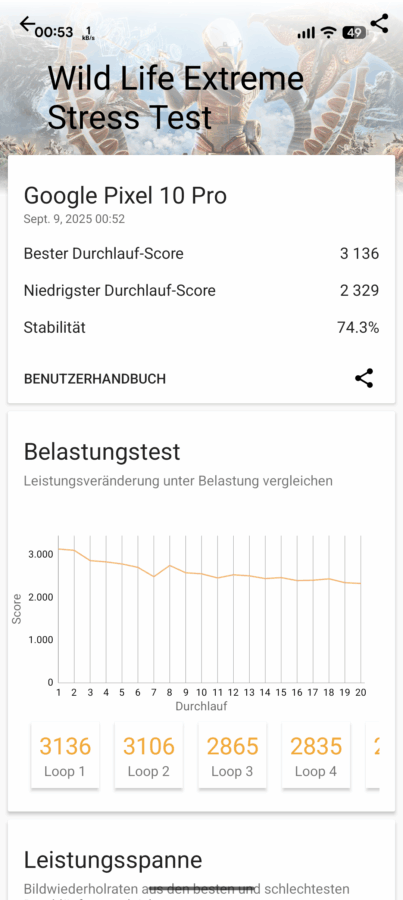 Google Pixel 10 Pro Benchmark Screenshot 1