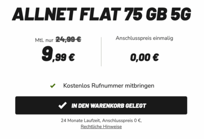 Klarmobil 75GB fuer 10 euro