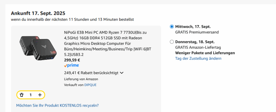 Artikel Nipogi E3B Mini PC