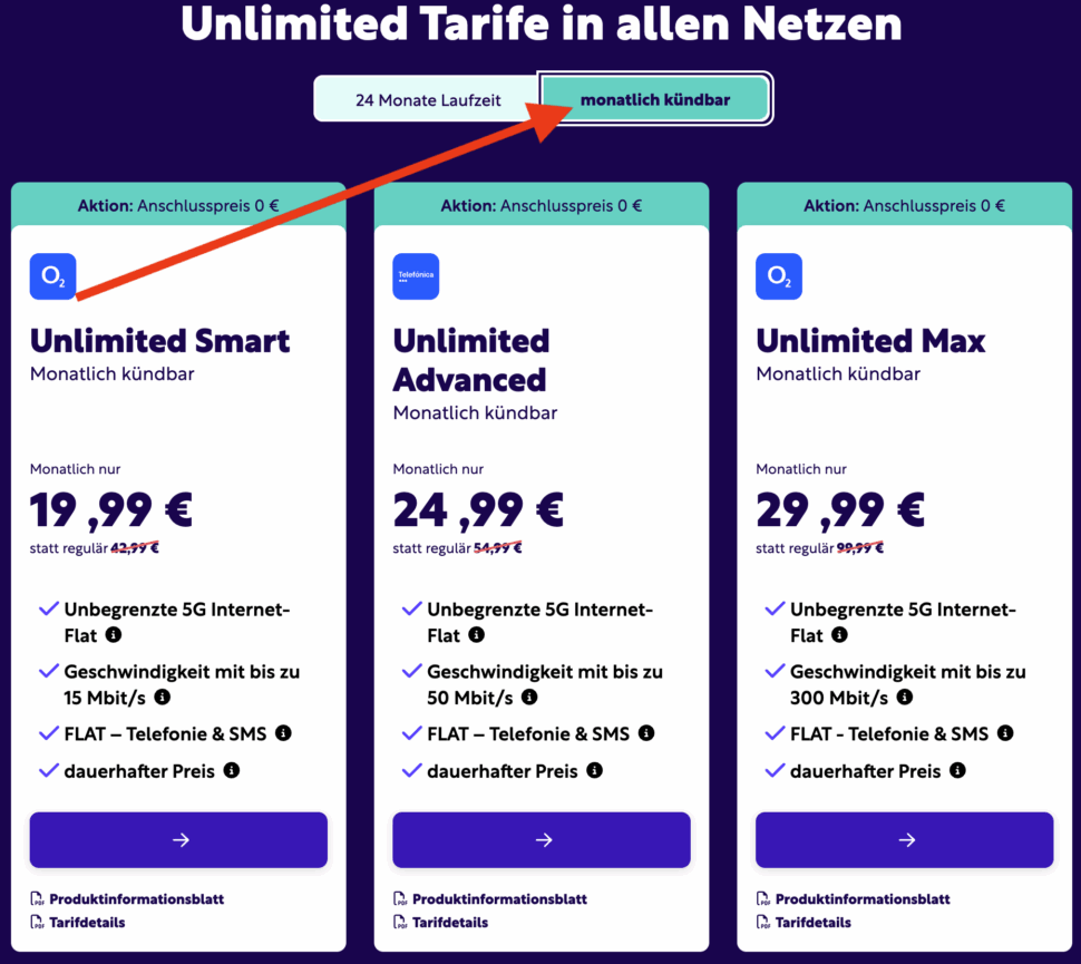 Unlimited Tarife o2 unlimited mobile 1
