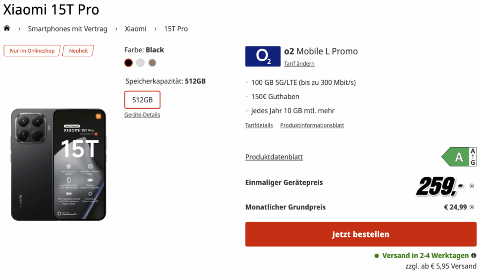 xiaomi 15t pro mediamarkt vertragsdeal mobile l
