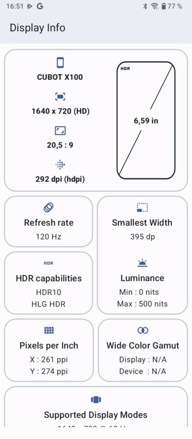 Test CubotX100 Display 2