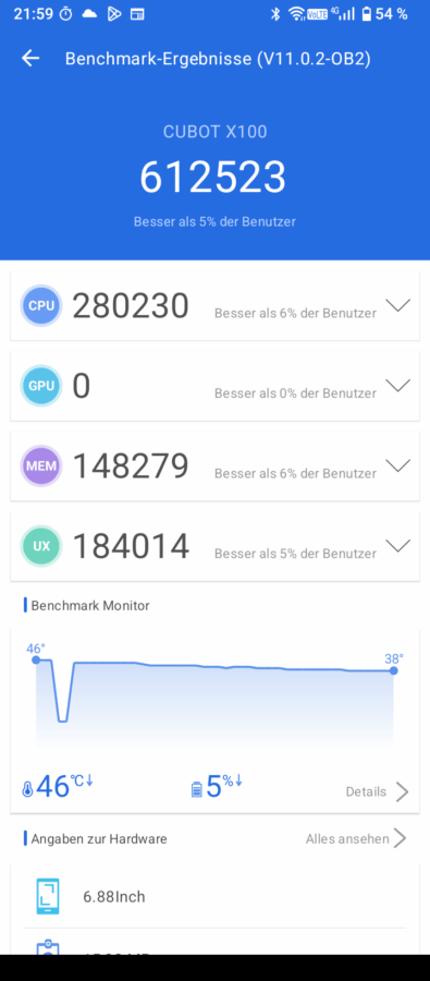 Test CubotX100 Leistung 5