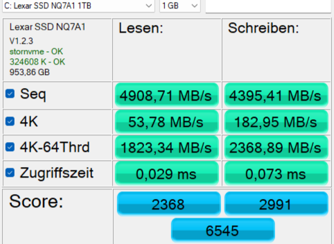 Geekom A8 AS SSD Benchmark SSD