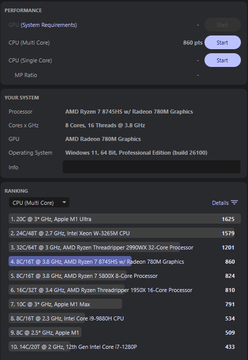 Geekom A8 Cinebench MC