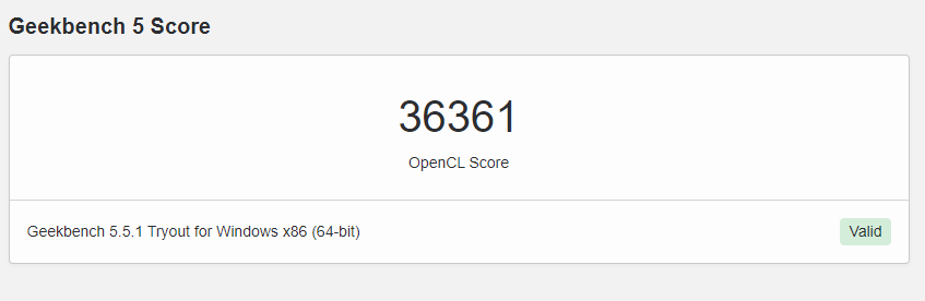 Geekom A8 GeekBench 5 OpenCL