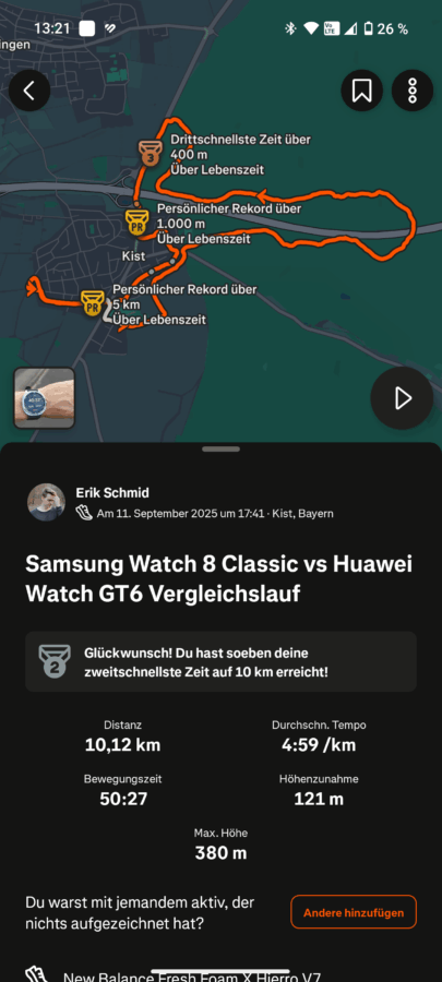 Huawei Watch GT6 Pro Test Joggen GPS 1