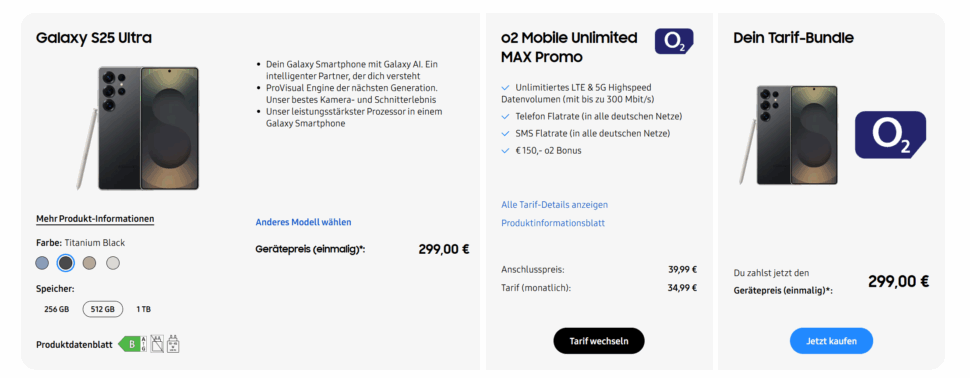Samsung Galaxy S25 Ultra Angebot Ankauf Unlimited Vertrag