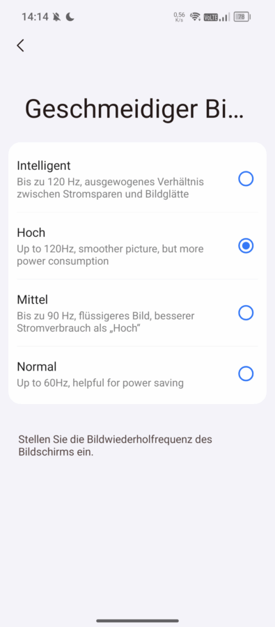 oscal tank1 display bildwiederholrate