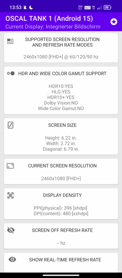 oscal tank1 display specs