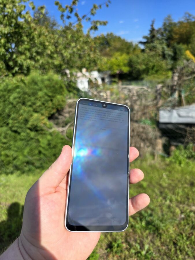 Samsung Galaxy Display bei Sonenneinstrahlung
