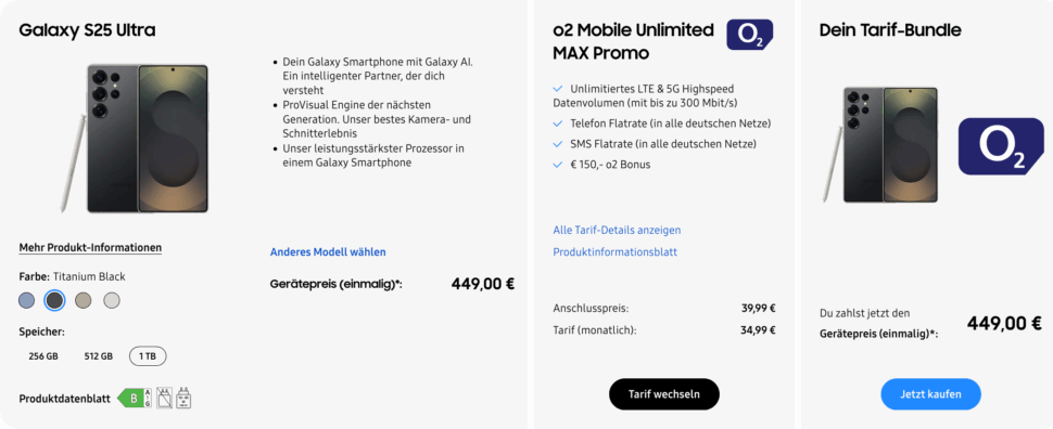 S25 Ultra 1TB mit O2