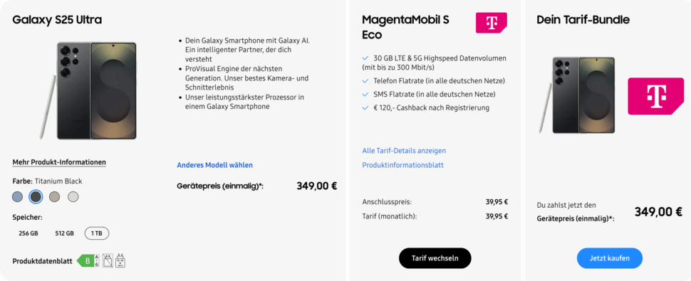 S25 Ultra 1TB mit Telekom