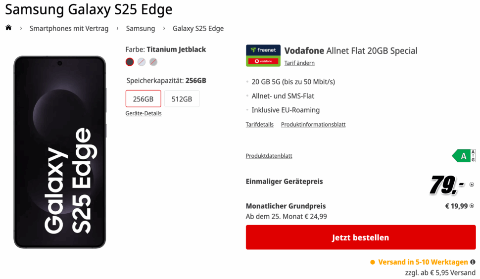 Screenshot 2025 10 29 at 10 33 11 Samsung Galaxy S25 Edge mit Vertrag MediaMarkt Tarifwelt