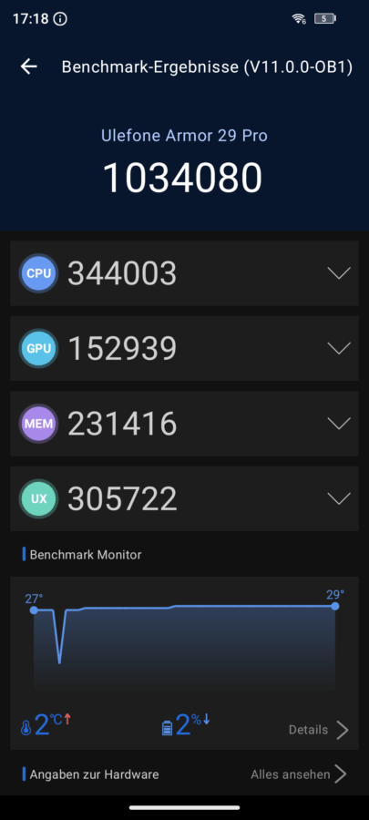 ulefone armor29pro thermal version antutu