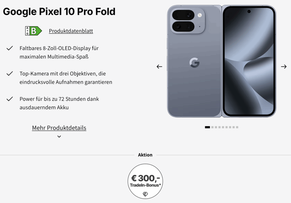 Google Pixel 10 Pro Fold mit Vertrag
