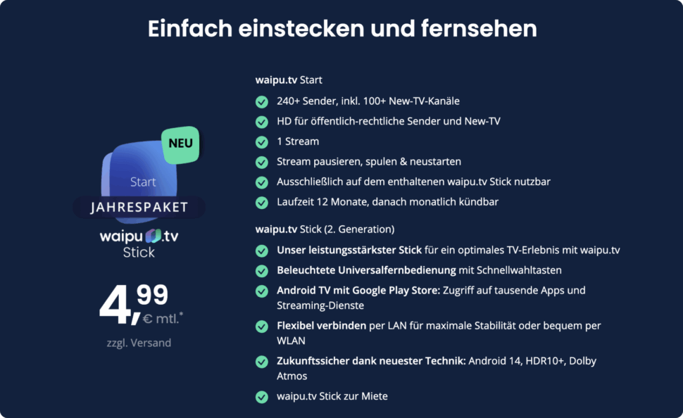 Waipu.TV Start Paket