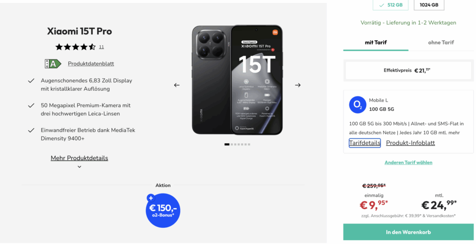 xiaomi 15t pro sparhandy angebot
